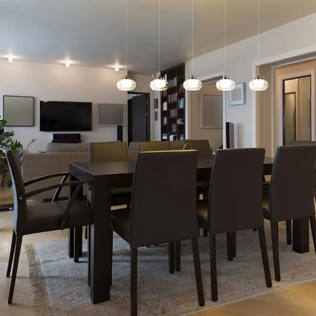 Straluma 5-Lichts hanglamp chroom met helder glas en dimbaar LED> Hanglampen|Eettafellampen