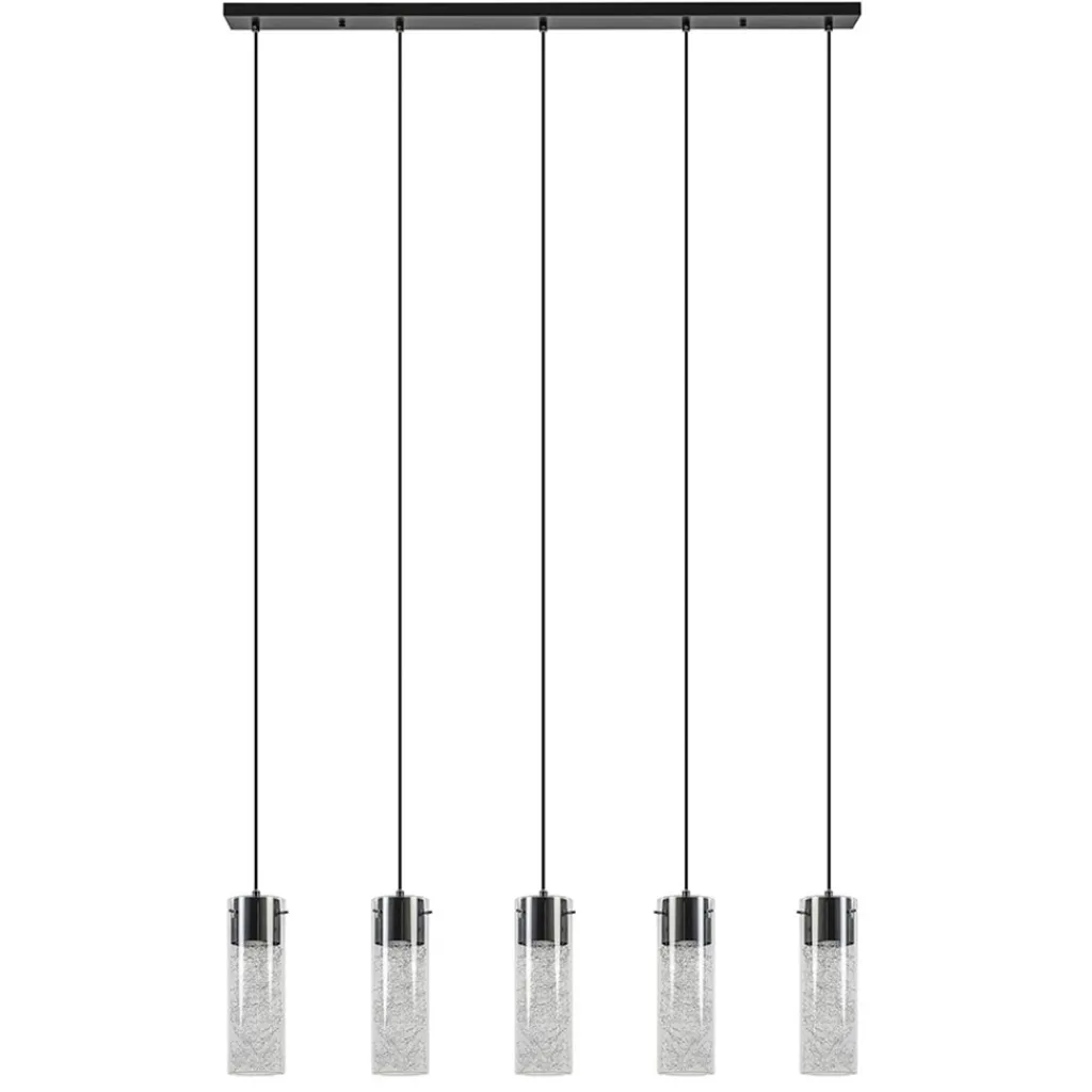 Straluma 5-Lichts hanglamp cilinder helder glas met zwart> Eettafellampen|Pendel Lampen