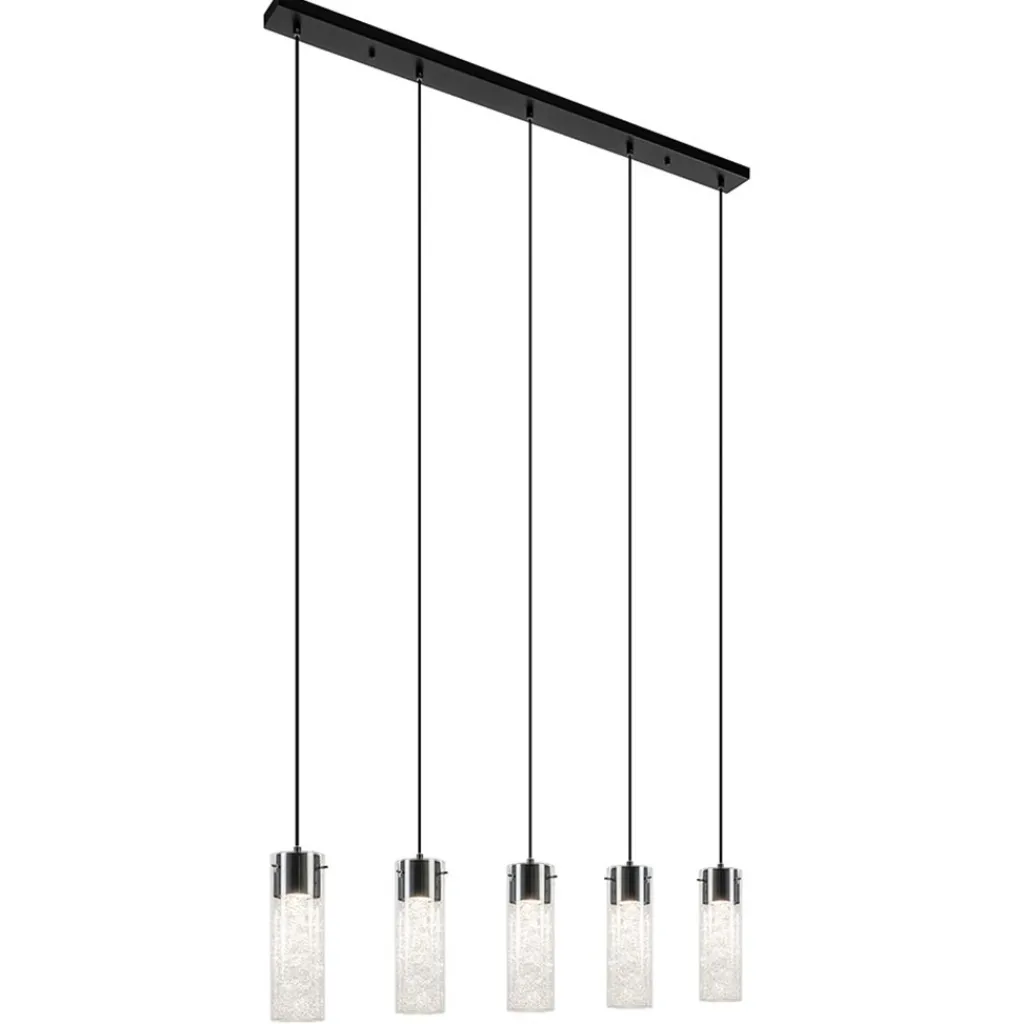 Straluma 5-Lichts hanglamp cilinder helder glas met zwart> Eettafellampen|Pendel Lampen