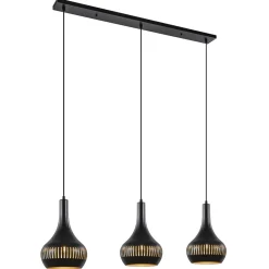 Straluma 3-Lichts hanglamp kegels mat zwart met goud> Eettafellampen|Keukenverlichting