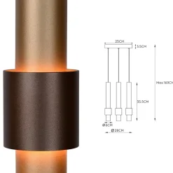 Straluma 3-Lichts hanglamp LED cilinders bruin rond></noscript> Hanglampen|Eettafellampen