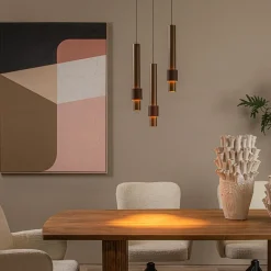 Straluma 3-Lichts hanglamp LED cilinders bruin rond></noscript> Hanglampen|Eettafellampen