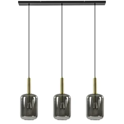 Straluma 3-Lichts hanglamp Lekar antiek brons met smoke glas> Hanglampen|Eettafellampen