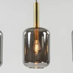 Straluma 3-Lichts hanglamp Lekar antiek brons met smoke glas></noscript> Hanglampen|Eettafellampen