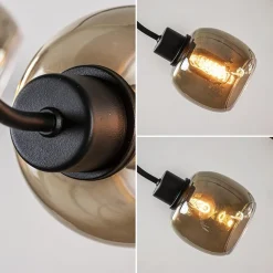 Straluma 6-Lichts hanglamp mat zwart met smoke glazen kappen></noscript> Eettafellampen|Woonkamerlampen