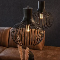 Straluma 2-Lichts hanglamp met mat zwarte draad kappen><noscript><img width=