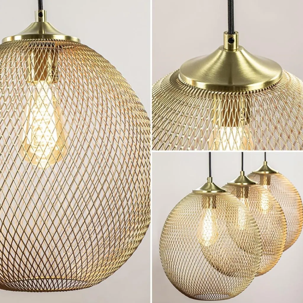 Straluma 3-Lichts hanglamp Moroc goud Light and Living> Eettafellampen|Light and Living