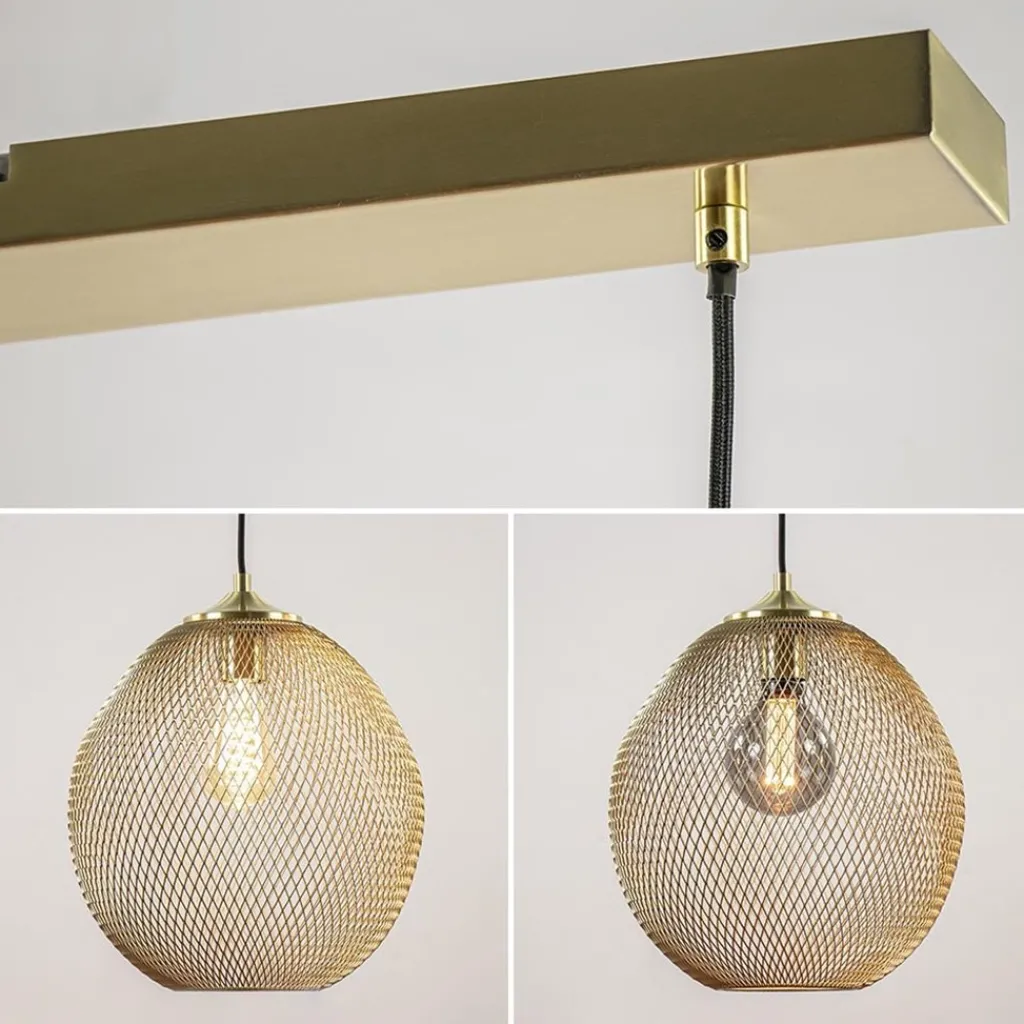 Straluma 3-Lichts hanglamp Moroc goud Light and Living> Eettafellampen|Light and Living