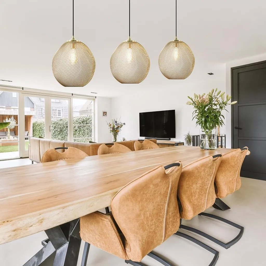 Straluma 3-Lichts hanglamp Moroc goud Light and Living> Eettafellampen|Light and Living