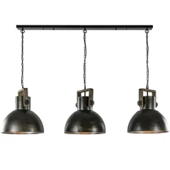 Straluma 3-Lichts hanglamp Shelly landelijk metaal met hout> Eettafellampen|Light and Living