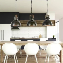 Straluma 3-Lichts hanglamp Shelly landelijk metaal met hout><noscript><img width=