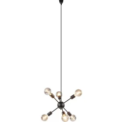 Straluma 6-Lichts hanglamp zwart exclusief lichtbron> Keukenverlichting|Eetkamerverlichting