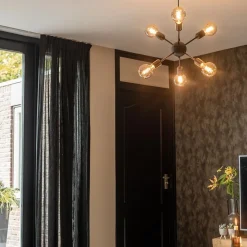 Straluma 6-Lichts hanglamp zwart exclusief lichtbron></noscript> Keukenverlichting|Eetkamerverlichting