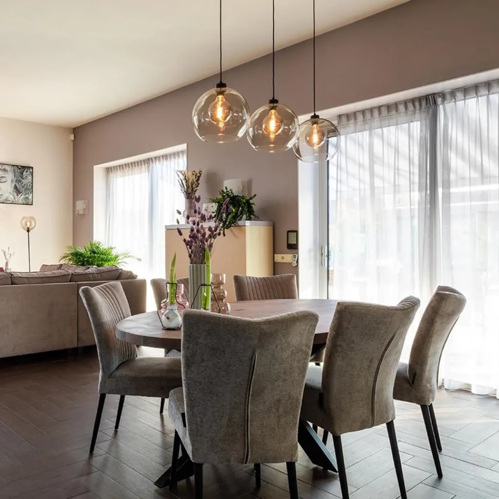 Straluma 3-Lichts hanglamp zwart met smoke glas> Eettafellampen|Pendel Lampen