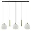 Straluma 5-Lichts hanglamp zwart-goud met opaal glas> Eettafellampen|Pendel Lampen