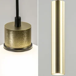 Straluma 5-Lichts hanglamp zwart-goud met opaal glas><noscript><img width=