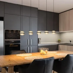 Straluma 5-Lichts LED eettafelhanglamp zwart met champagne glas></noscript> Hanglampen|Eettafellampen