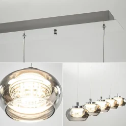 Straluma 5-Lichts LED eettafelhanglamp smoke glas dimbaar></noscript> Hanglampen|Eettafellampen