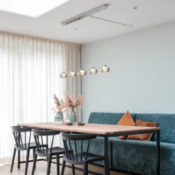 Straluma 5-Lichts LED eettafelhanglamp smoke glas dimbaar></noscript> Hanglampen|Eettafellampen