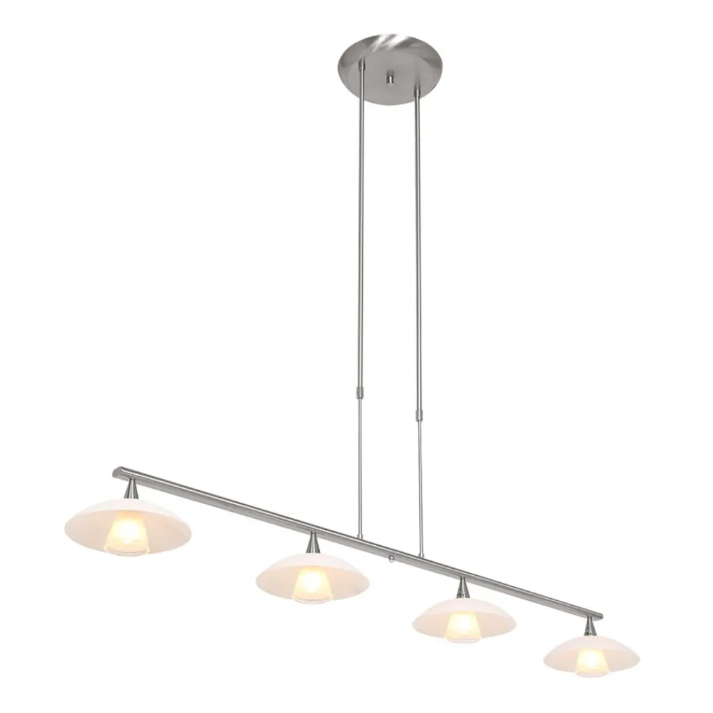 Straluma 4-Lichts LED hanglamp staal met witte schotels dimbaar> Hanglampen|Eettafellampen