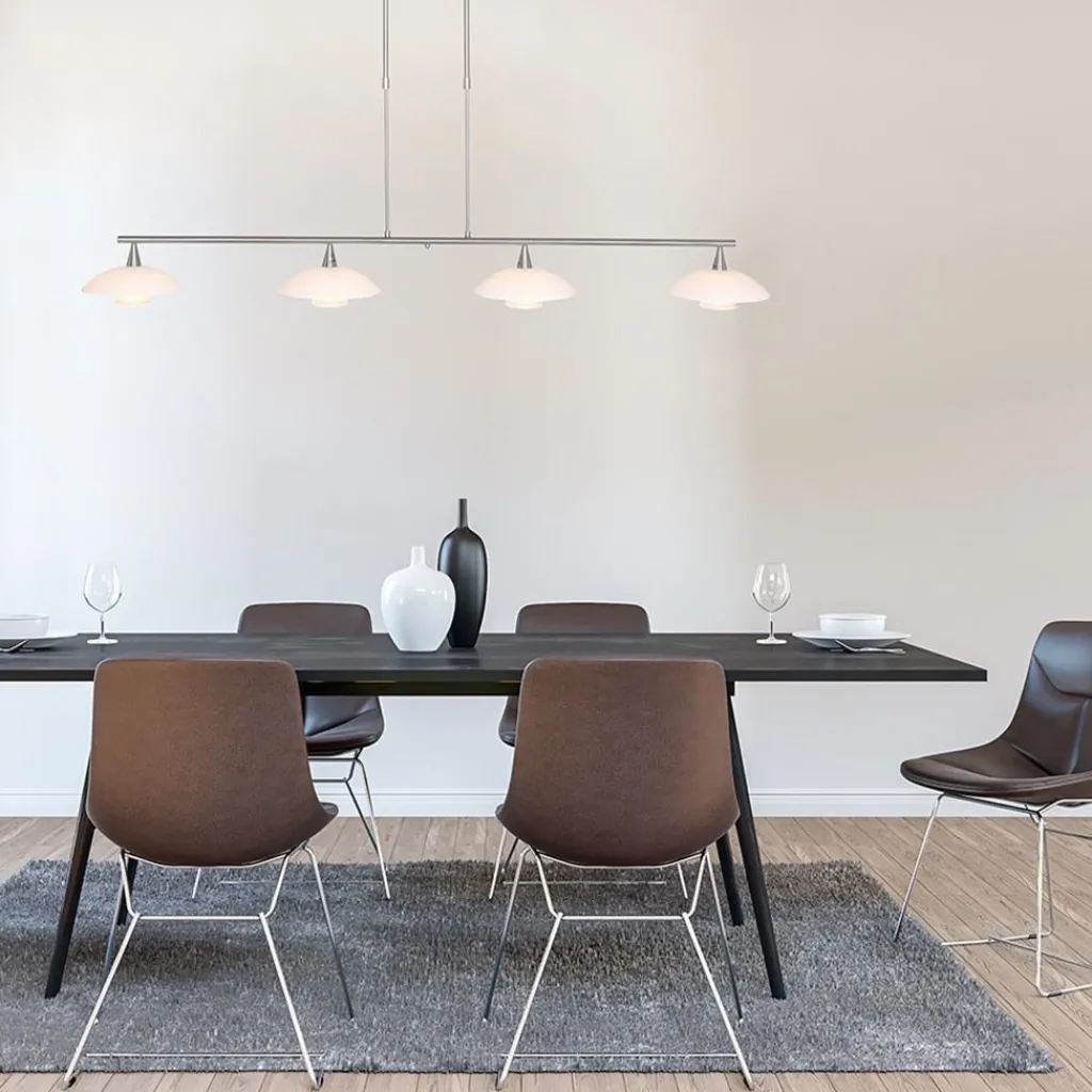 Straluma 4-Lichts LED hanglamp staal met witte schotels dimbaar> Hanglampen|Eettafellampen