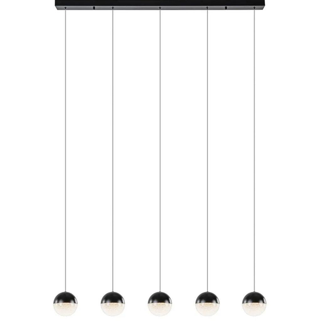 Straluma 5-Lichts LED hanglamp zwart met diamant zand 3-standen dimbaar> Hanglampen|Eettafellampen