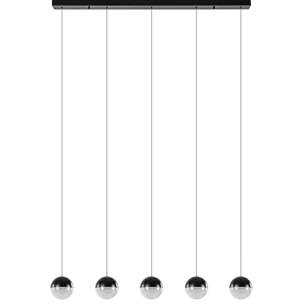 Straluma 5-Lichts LED hanglamp zwart met diamant zand 3-standen dimbaar> Hanglampen|Eettafellampen