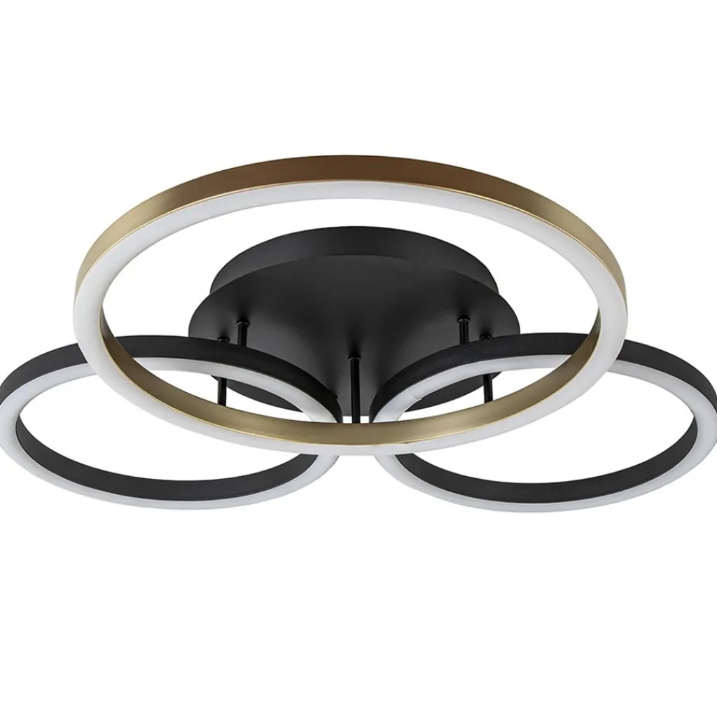 Straluma 3-Lichts LED plafondlamp zwart/goud 3-standen dimbaar> Plafondlampen|LED Plafondlampen