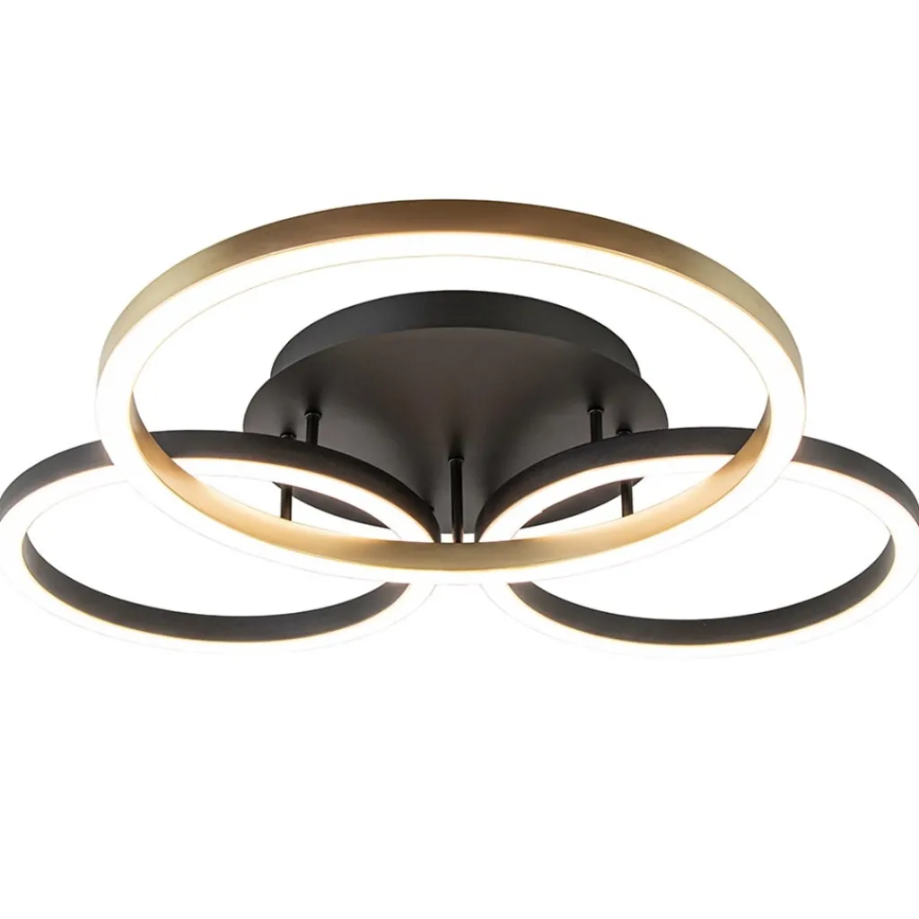 Straluma 3-Lichts LED plafondlamp zwart/goud 3-standen dimbaar> Plafondlampen|LED Plafondlampen