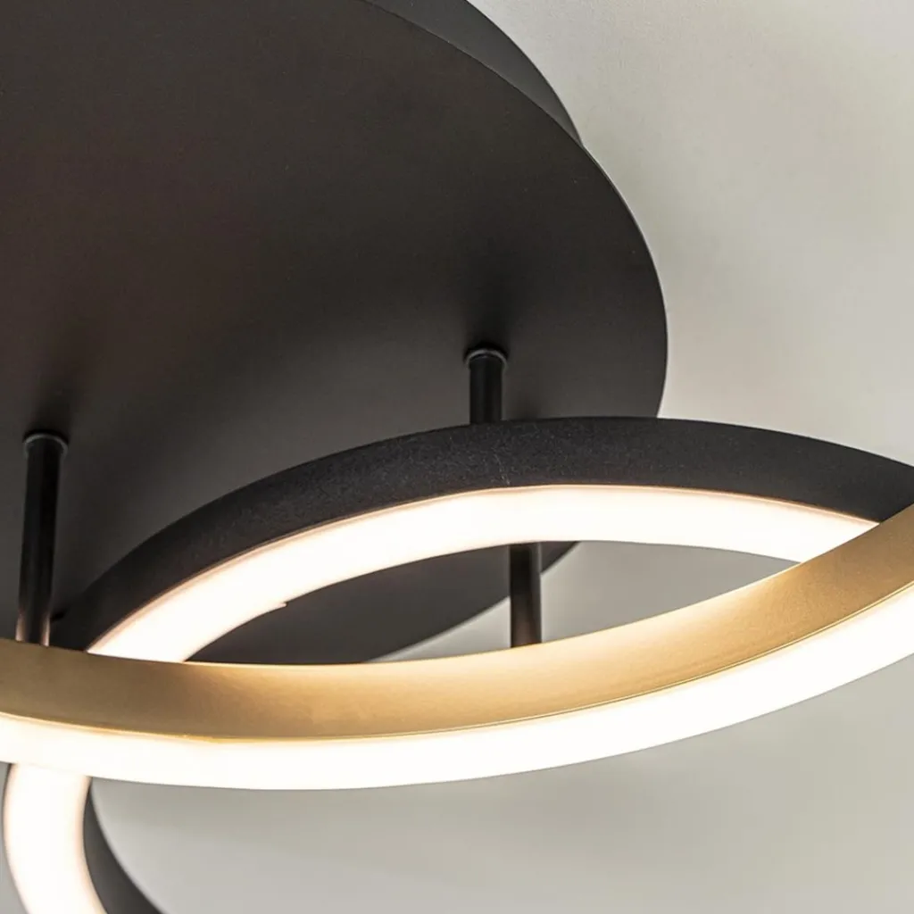 Straluma 3-Lichts LED plafondlamp zwart/goud 3-standen dimbaar> Plafondlampen|LED Plafondlampen