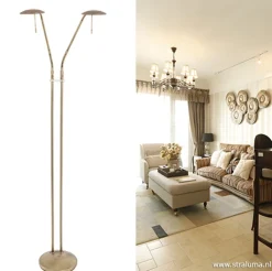 Straluma 2-Lichts leeslamp brons LED dimbaar><noscript><img width=