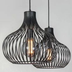 Straluma 2-Lichts moderne hanglamp draad zwart></noscript> Eettafellampen|Draadlampen