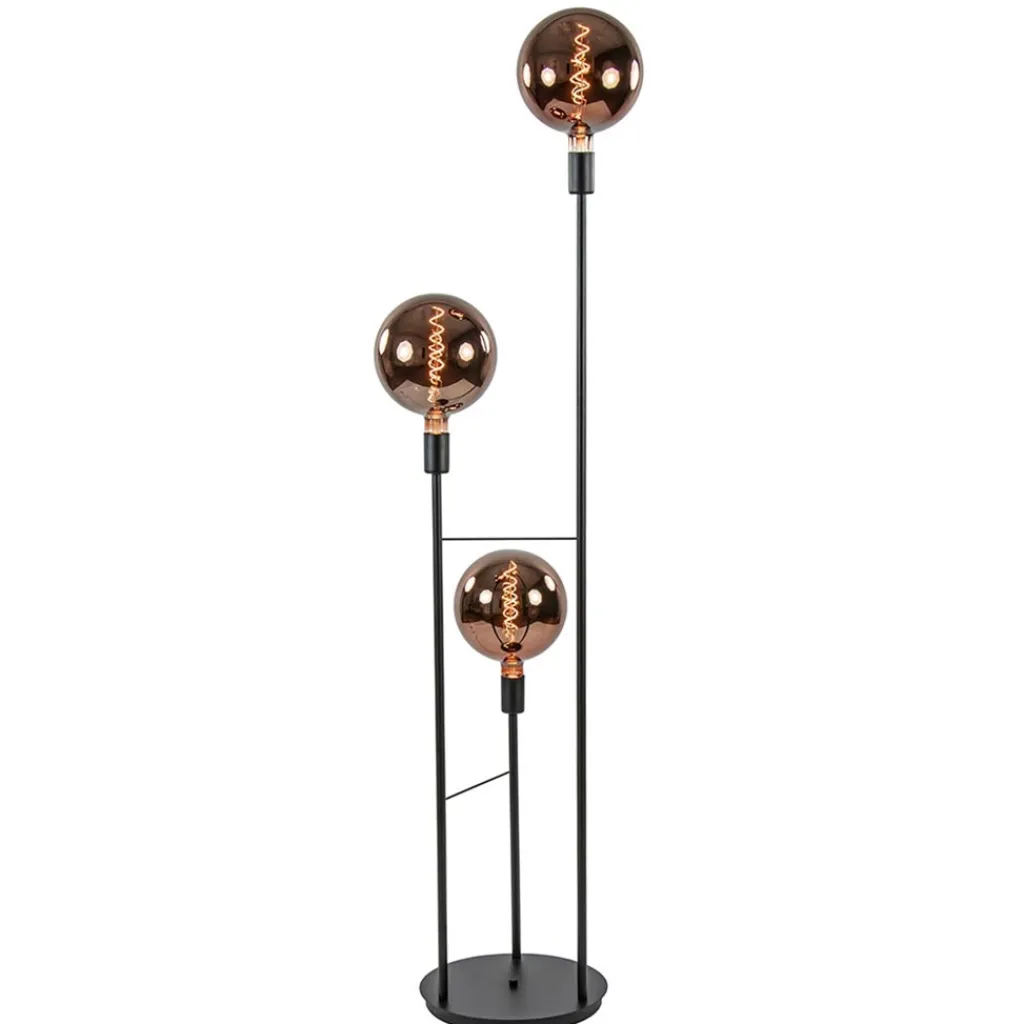 Straluma 3-Lichts moderne vloerlamp mat zwart exclusief lichtbron> Woonkamerlampen|Vloerlampen