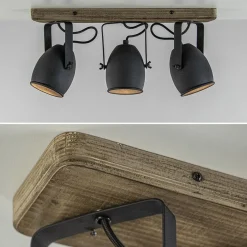 Straluma 3-Lichts opbouwspot mat zwart met hout></noscript> Opbouwspots|Woonkamerlampen