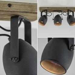 Straluma 3-Lichts opbouwspot mat zwart met hout></noscript> Opbouwspots|Woonkamerlampen