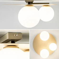 Straluma 3-Lichts plafondlamp mat goud met witte bollen><noscript><img width=