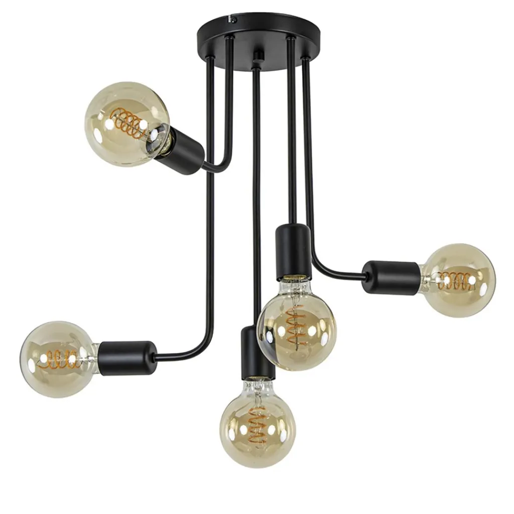 Straluma 5-Lichts plafondlamp pendel mat zwart excl lichtbronnen> Plafondlampen|Industriële Verlichting