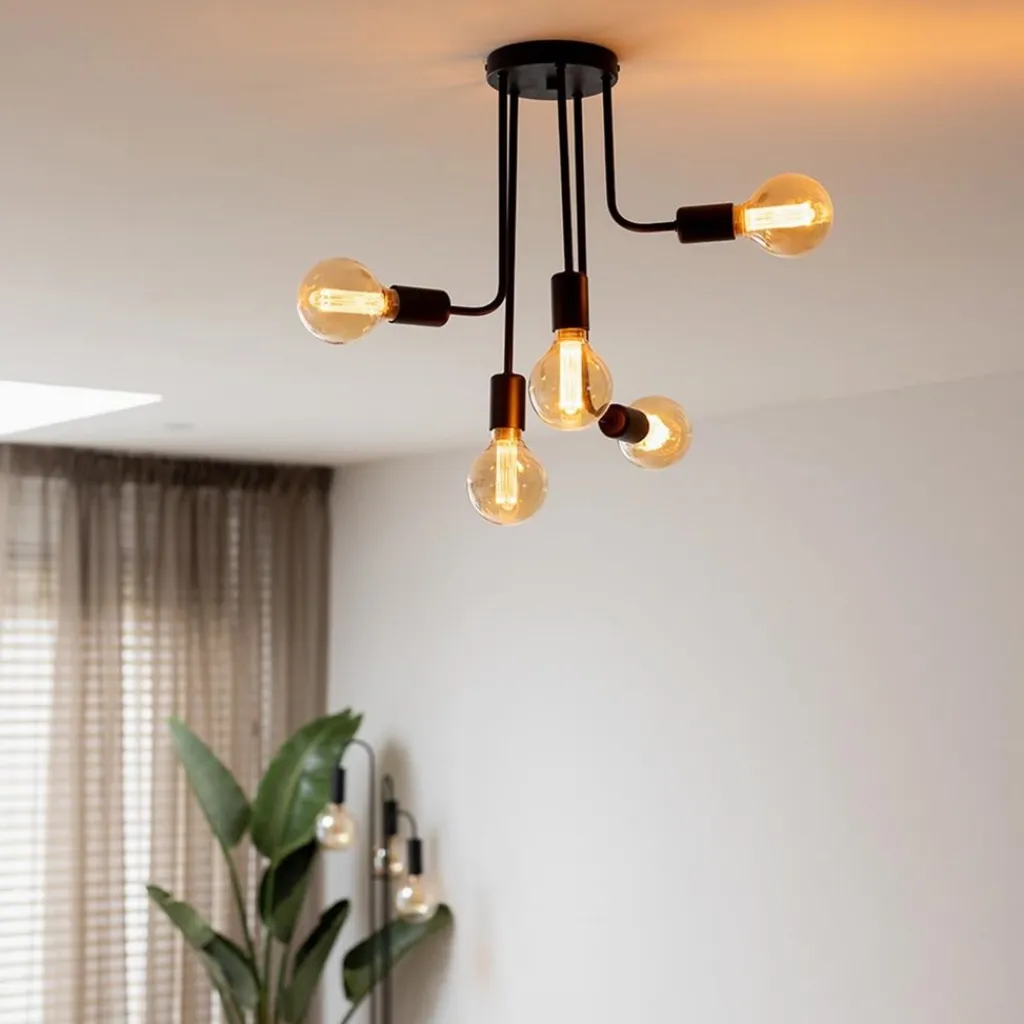 Straluma 5-Lichts plafondlamp pendel mat zwart excl lichtbronnen> Plafondlampen|Industriële Verlichting