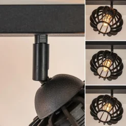 Straluma 3-Lichts plafondlamp zwart met verstelbare houten kappen><noscript><img width=