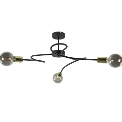 Straluma 3-Lichts plafondlamp zwart met gouden pendels> Plafondlampen|Landelijke Verlichting