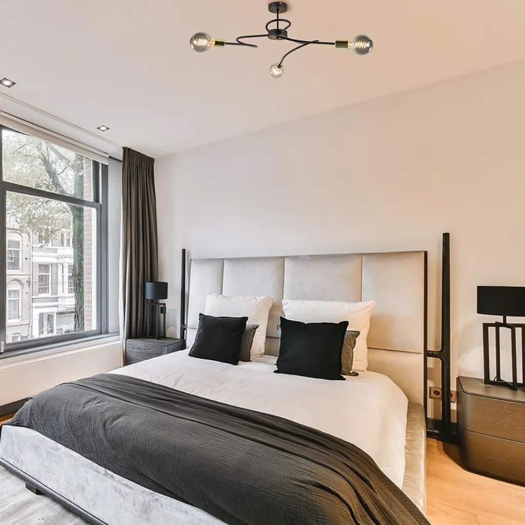 Straluma 3-Lichts plafondlamp zwart met gouden pendels> Plafondlampen|Landelijke Verlichting