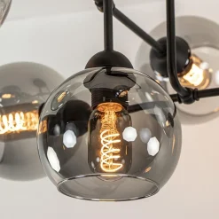 Straluma 6-Lichts plafondlamp zwart met smoke glazen bollen></noscript> Plafondlampen|Luxe Verlichting