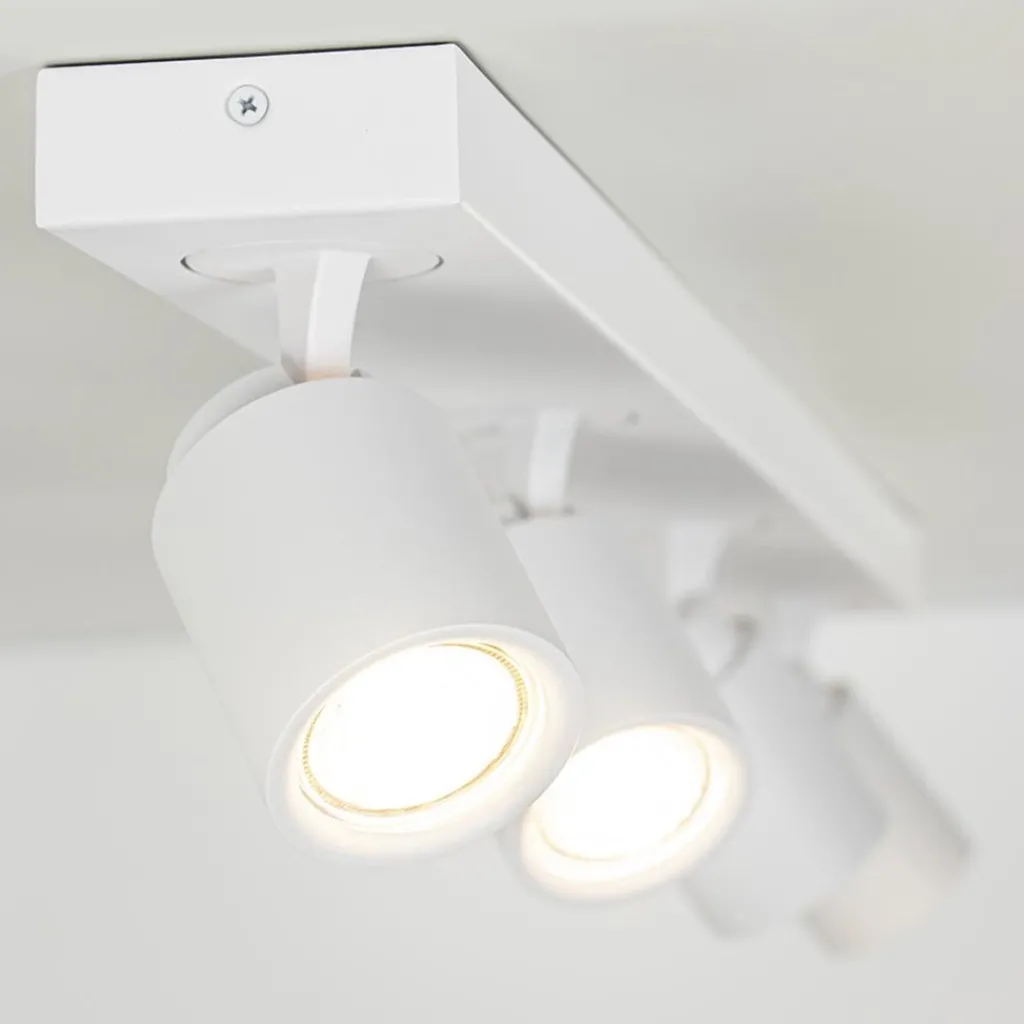 Straluma 4-Lichts plafondspot balk wit metaal> Opbouwspots|Woonkamerlampen