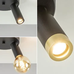 Straluma 2-Lichts plafondspot mat zwart met gouden accent></noscript> Opbouwspots|Keukenverlichting
