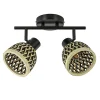 Straluma 2-Lichts plafond/wandlamp zwart met bamboe kappen> Plafondlampen|Wandlampen