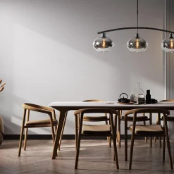 Straluma 3-Lichts retro hanglamp zwart met smoke glas><noscript><img width=