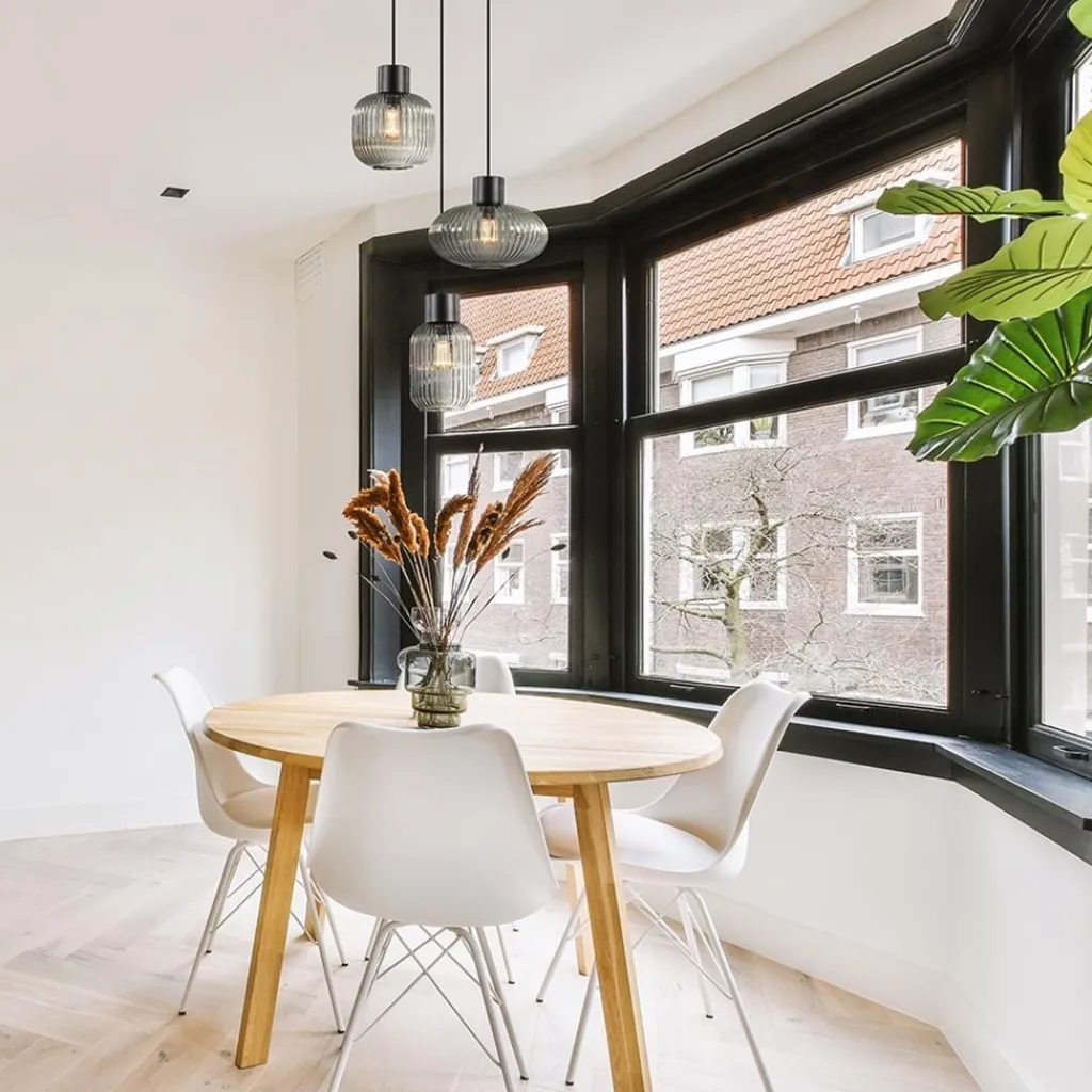 Straluma 3-Lichts ronde eettafelhanglamp zwart met smoke glas> Eettafellampen|Pendel Lampen