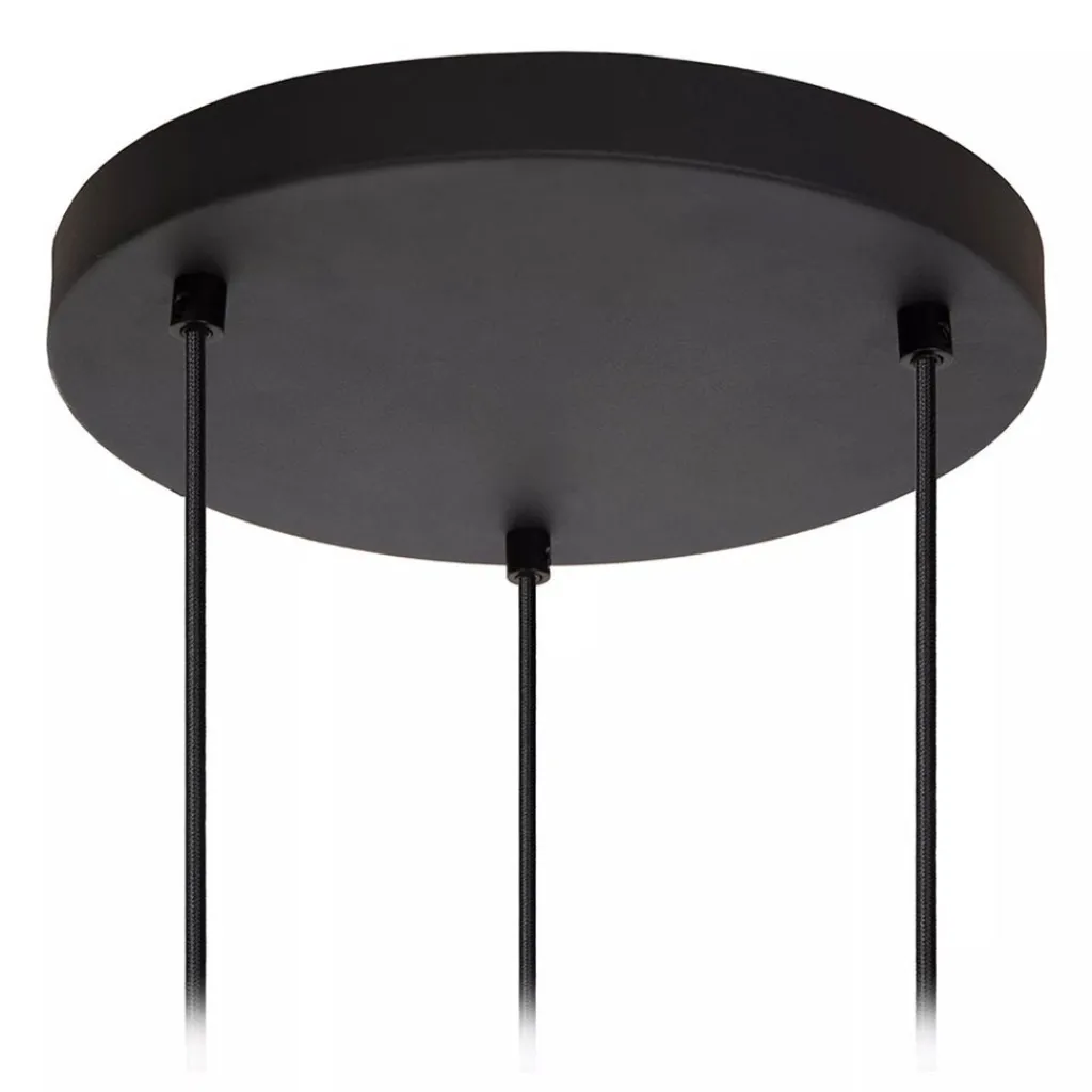 Straluma 3-Lichts ronde hanglamp mat zwarte glazen kappen> Eettafellampen|Pendel Lampen