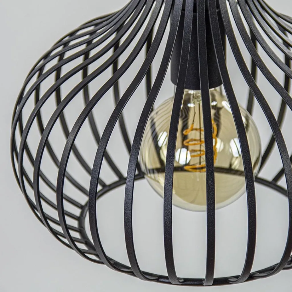 Straluma 3-Lichts ronde hanglamp met zwarte draadkappen> Draadlampen|Pendel Lampen