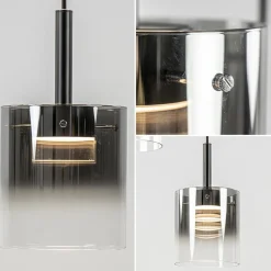 Straluma 5-Lichts ronde hanglamp zwart met titanium/helder glas></noscript> Hanglampen|Pendel Lampen